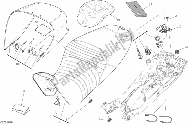 Alle onderdelen voor de Stoel van de Ducati Diavel Diesel USA 1200 2017